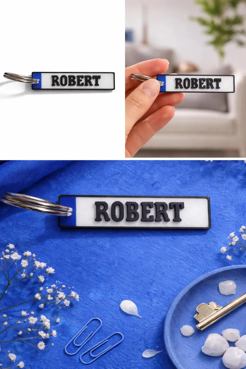Personalised 3D Number Plate Keyring Custom Name Keychain