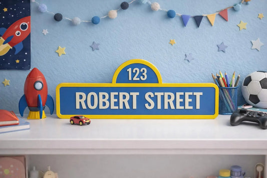 Personalised Sesame Street Name Sign | Custom Kids Room Sign | Nursery Name Decor | 3D Printed Name Sign | Kids Bedroom Door Sign