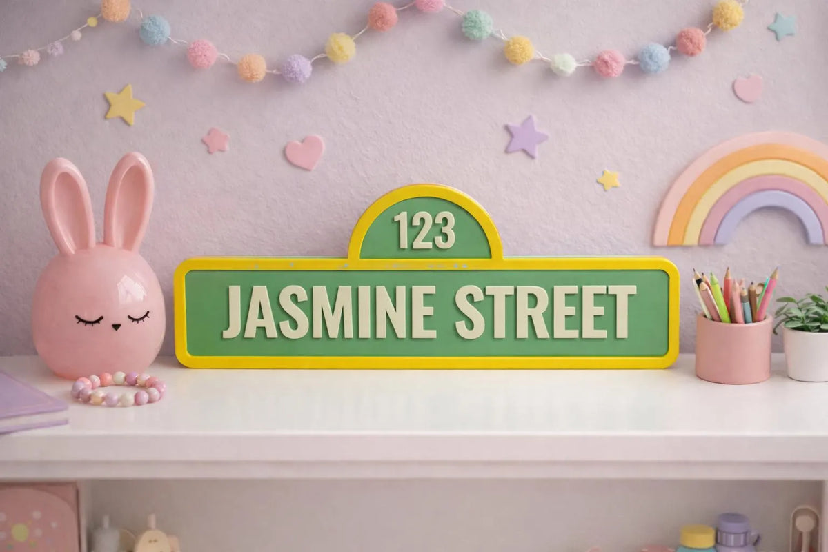 Personalised Sesame Street Name Sign | Custom Kids Room Sign | Nursery Name Decor | 3D Printed Name Sign | Kids Bedroom Door Sign