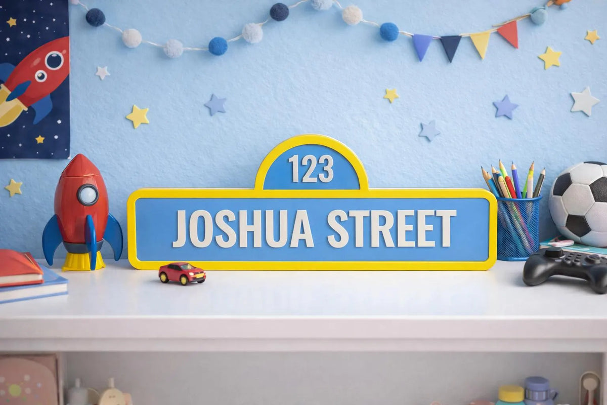 Personalised Sesame Street Name Sign | Custom Kids Room Sign | Nursery Name Decor | 3D Printed Name Sign | Kids Bedroom Door Sign