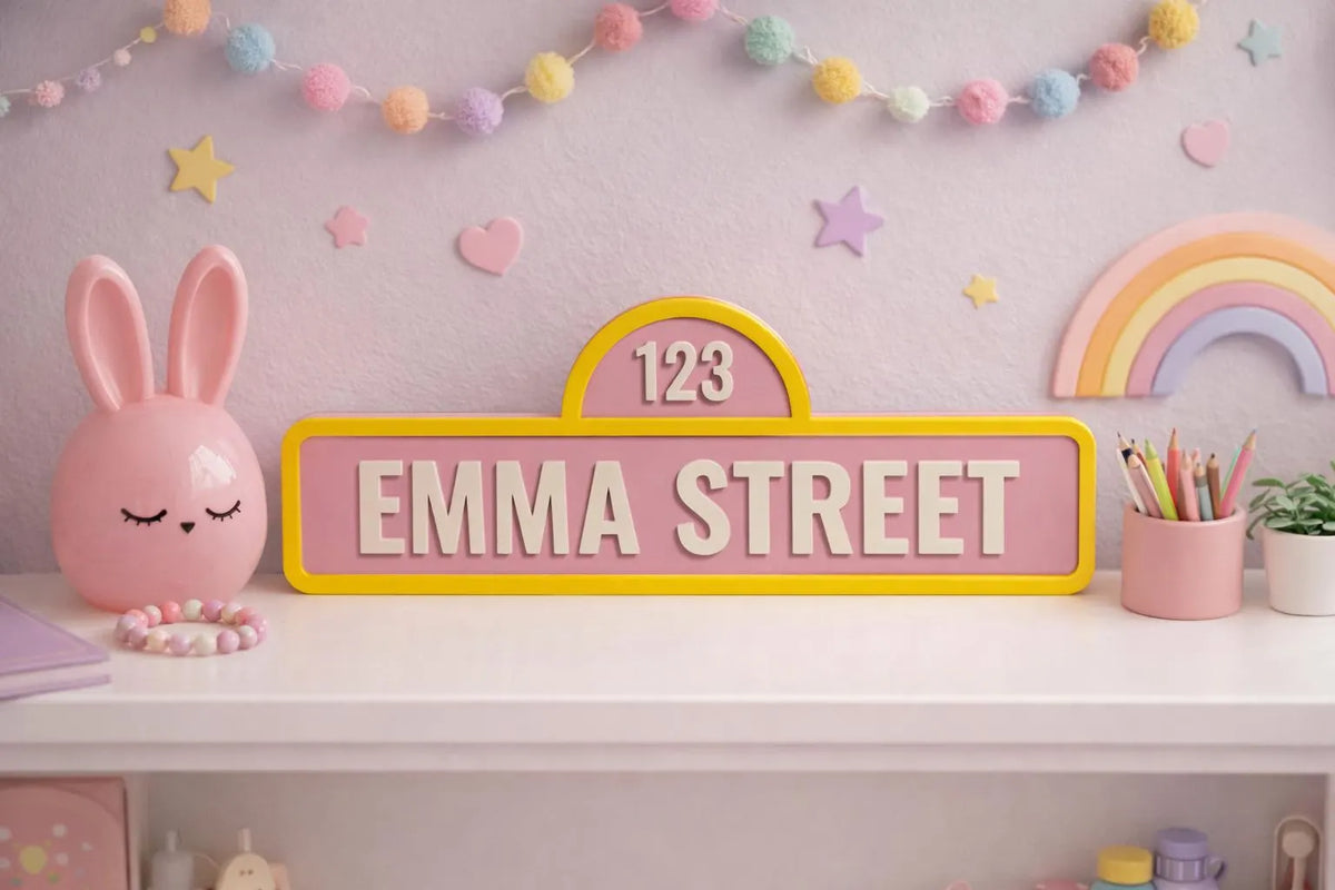 Personalised Sesame Street Name Sign | Custom Kids Room Sign | Nursery Name Decor | 3D Printed Name Sign | Kids Bedroom Door Sign
