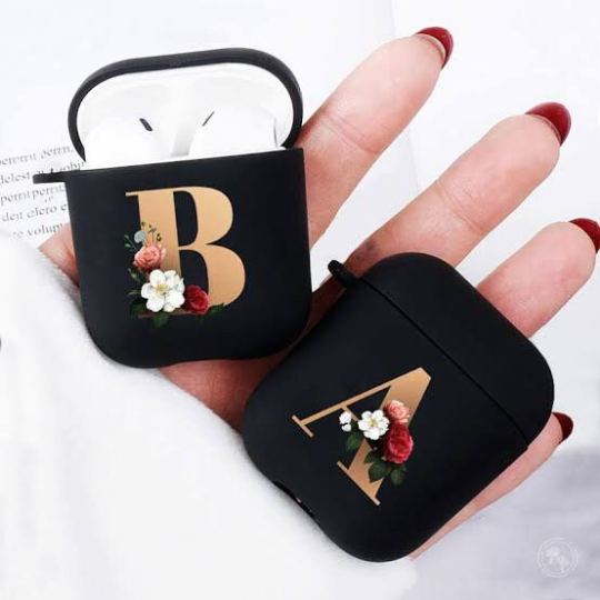 Air pods black floral initial case AIRPOD PRO