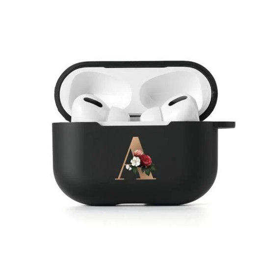 Air pods black floral initial case AIRPOD PRO