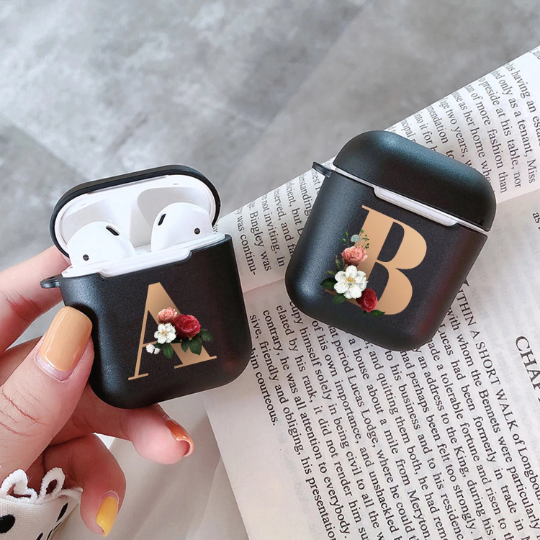 Air pods black floral initial case AIRPOD PRO