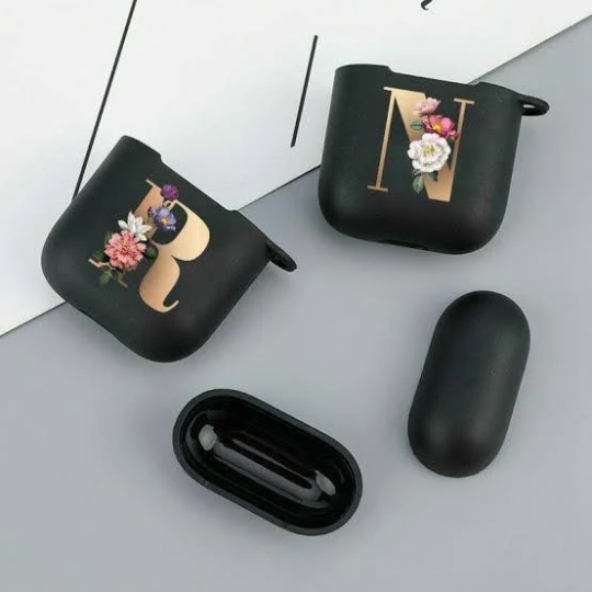 Air pods black floral initial case AIRPOD PRO