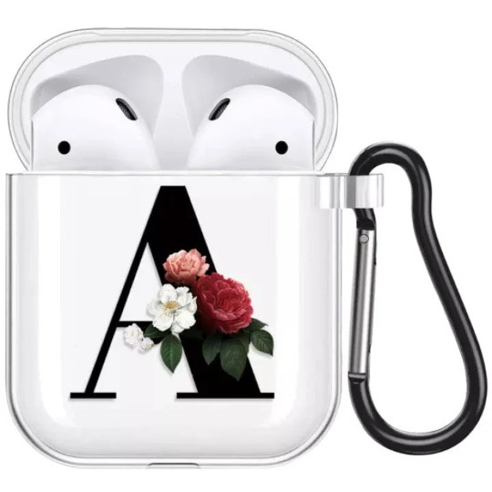 Air pods clear black floral initial case AIRPOD 3