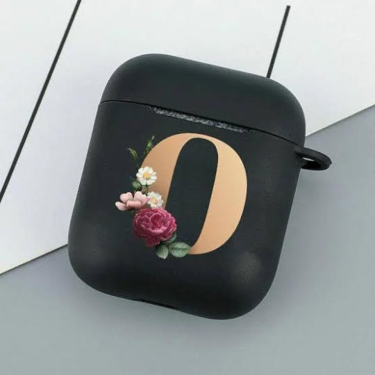 Air pods black floral initial case AIRPOD PRO