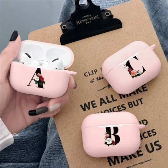 Air pods Pink floral initial case AIRPOD PRO